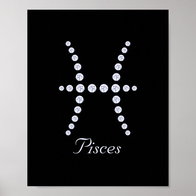 Sparkly Diamond Pisces Zodiac Symbol Poster (Framsidan)