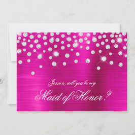 Sparkly Diamond Shock rosa Foil Maid of honor Inbjudningar