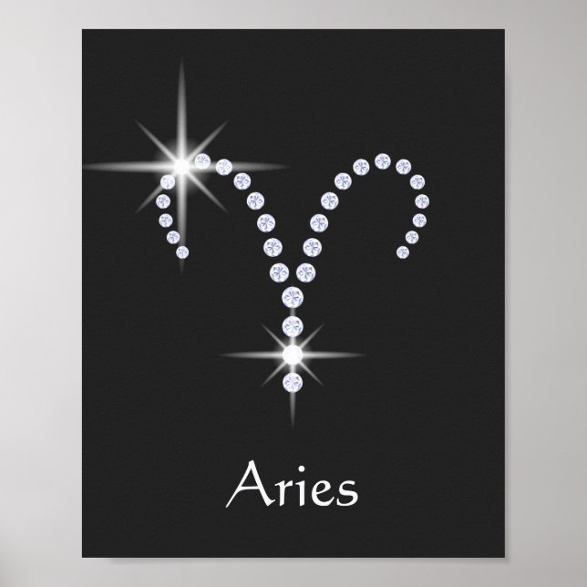 Sparkly Diamonds Aries Zodiac Symbol Poster (Framsidan)