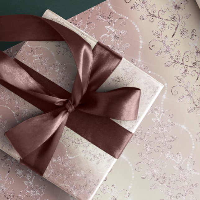 Sparkly Diamonds  Pearl Silver Rosa ros Guld Presentpapper (Sparkly Diamonds Blush Pearl Silver Pink Rose Gold Wrapping Paper)