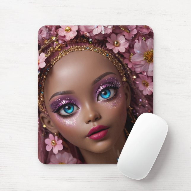 Sparkly Doll Glitter och Flowers Musmatta (Med mus)