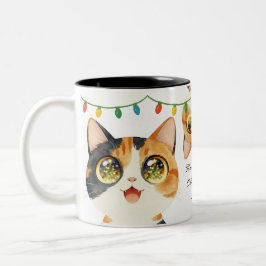 Sparkly-Eyed Cats Holy Calico Lights Två-Tonad Mugg