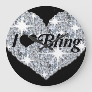 Sparkly faux diamant Hjärtat "i älskare bling" k Stor Klocka