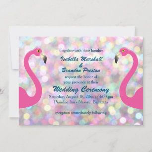 Sparkly Flamingo bröllopsinbjudan Inbjudningar