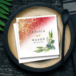 Sparkly Glitter Eucalyptus Bröllop Cocktail Pappersservett