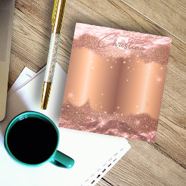 Sparkly Glitter Foil Ro Guld Namn och Monogram Anteckningsblock