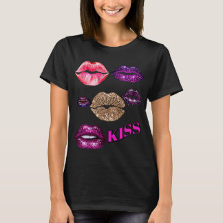 Sparkly Glitter Läppar Kiss Art T Shirt
