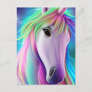 Sparkly Glitter Shiny Real Rainbow Unicorn Lila Helg Vykort