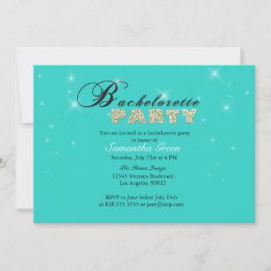Sparkly Glitter Teal Bachelorette-partiets inbjuda Inbjudningar