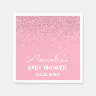 Sparkly glitterbaby shower för rosor flickaktigt pappersservett