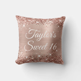 Sparkly Glittery Ro Gold Foil Glam Sweet 16 Kudde
