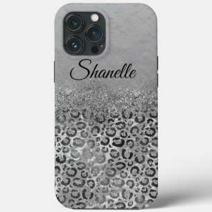 Sparkly Glittery Silver Leopard Personlig