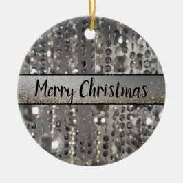 Sparkly Glittery Silver Stringed Pärlor Julgransprydnad Keramik