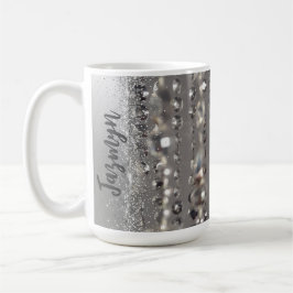 Sparkly Glittery Silver Stringed Pärlor Kaffemugg