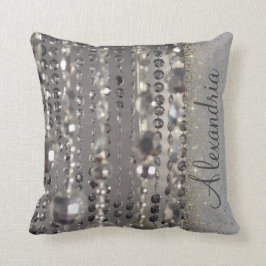 Sparkly Glittery Silver Stringed Pärlor Kudde