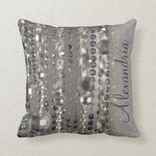 Sparkly Glittery Silver Stringed Pärlor Kudde