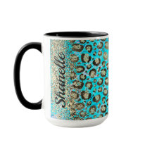 Sparkly Glittery Turcouise Leopard