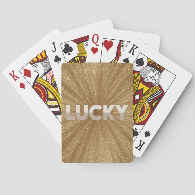Sparkly Gold Glitter Lucky Card Deck Casinokort (Baksidan)