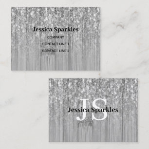 Sparkly grått silver bamboo wood bling Monogram Visitkort