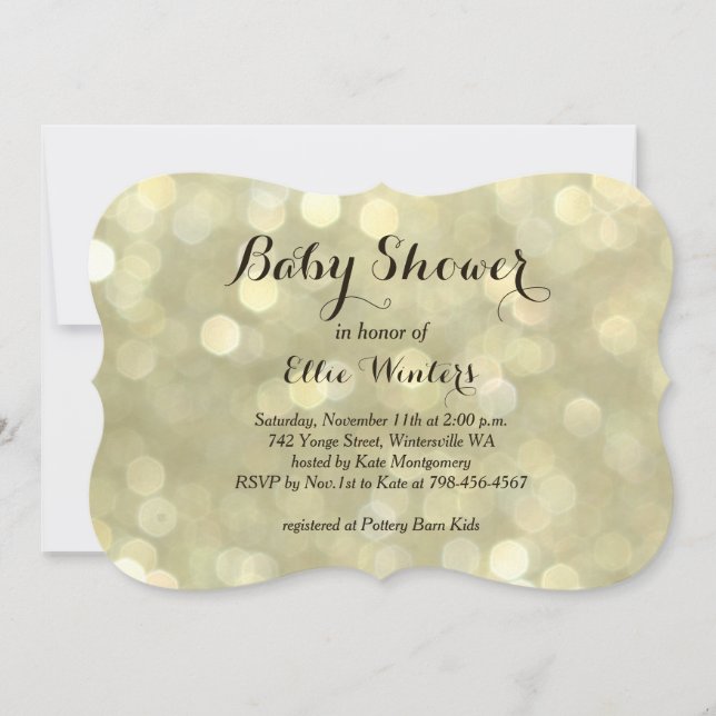 Sparkly guld- baby showerinbjudan inbjudningar (Framsida)