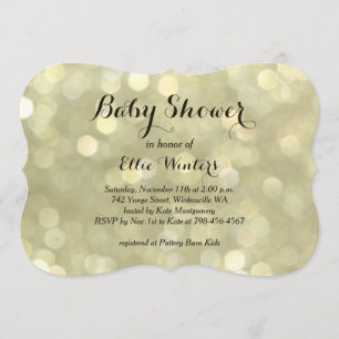 Sparkly guld- baby showerinbjudan inbjudningar