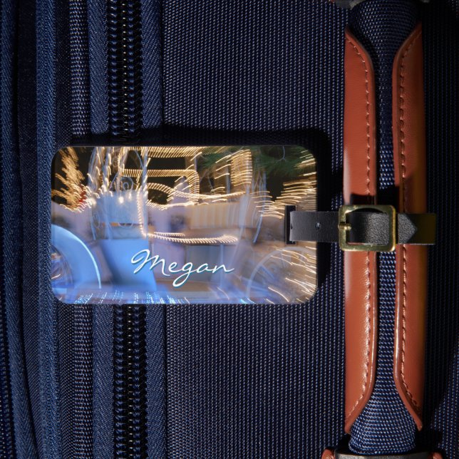 Sparkly guld blue princess tränings eget namn bagagebricka (Framsida Insitu 4)