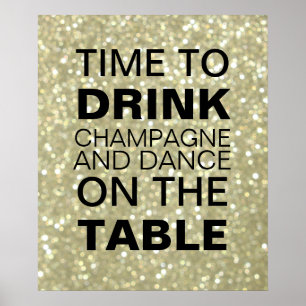 Sparkly Guld Champagne Party Poster