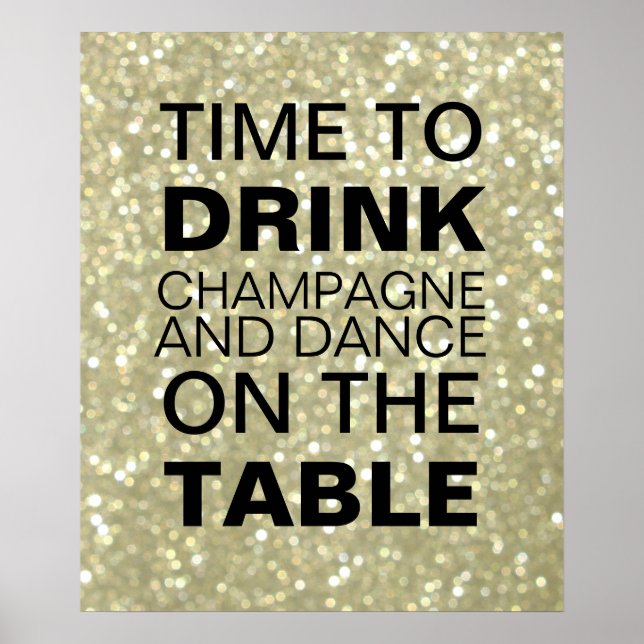 Sparkly Guld Champagne Party Poster (Framsidan)