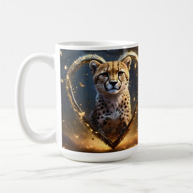 Sparkly Guld Cheetah Kärlek Kaffemugg (Vänster)