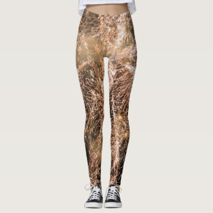 Sparkly guld-fyrverkeripjäser Abstrakt Leggings