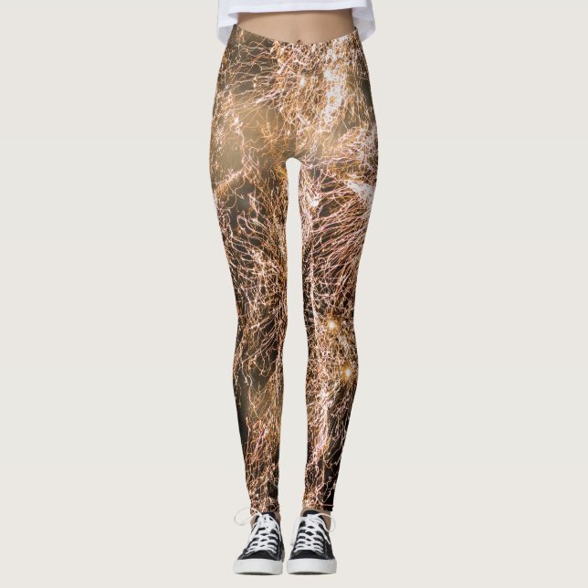 Sparkly guld-fyrverkeripjäser Abstrakt Leggings (Framsida)