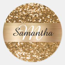 Sparkly Guld Glitter Shimmer Monogram