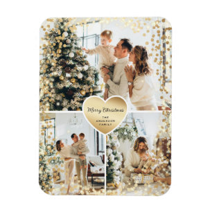 Sparkly Guld Heart Photo God jul Magnet