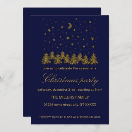 Sparkly guld jul-Julfesten Inbjudningar