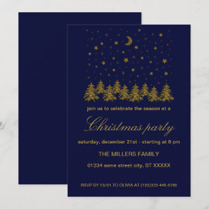 Sparkly guld jul-Julfesten Inbjudningar