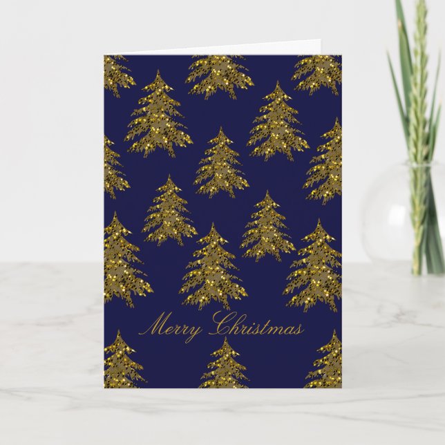 Sparkly guld Julgran Helgkort (Framsida)