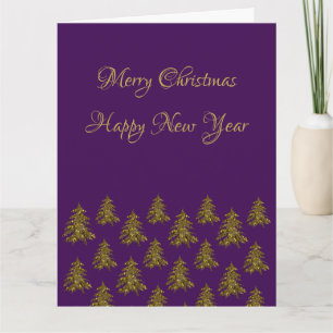 Sparkly guld Julgran om lila jul Kort