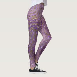 Sparkly guld- metallisk diamant för purpurfärgad leggings
