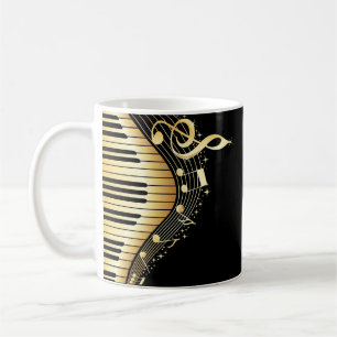 Sparkly Guld och Svart Musik noter och Nyckel Kaffemugg