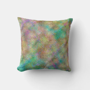 Sparkly Guld Rainbow Ljus Chevron Mönster Skriv ut Kudde