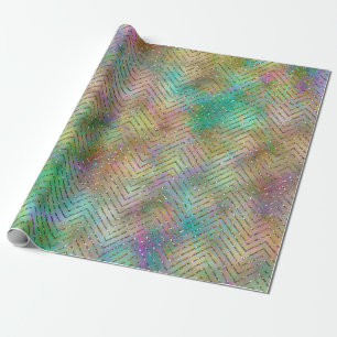 Sparkly Guld Rainbow Ljus Chevron Mönster Skriv ut Presentpapper