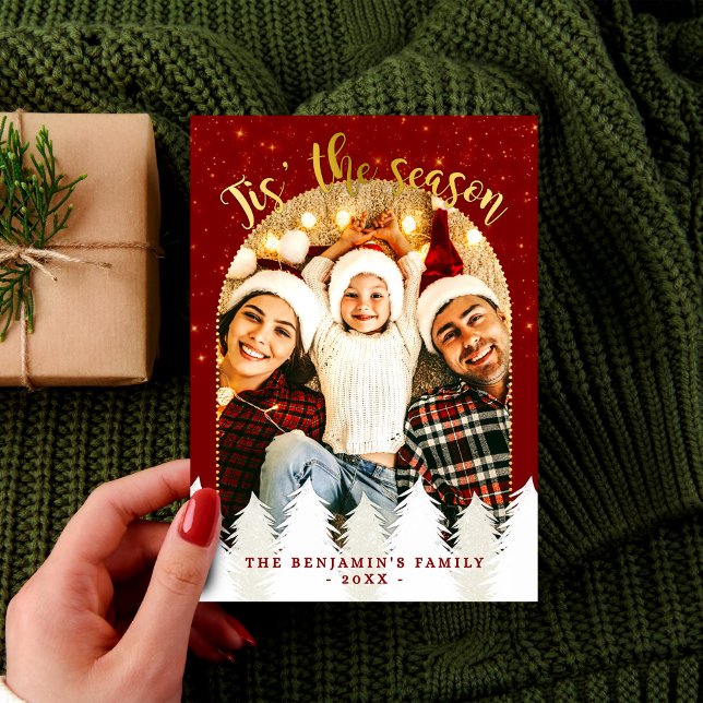 Sparkly Guld Red Tis'", Julgranar Julkort (Skapare uppladdad)