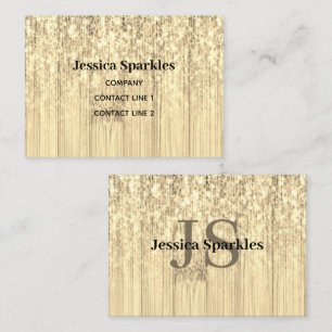Sparkly guld sepia bamboo wood bling Monogram Visitkort