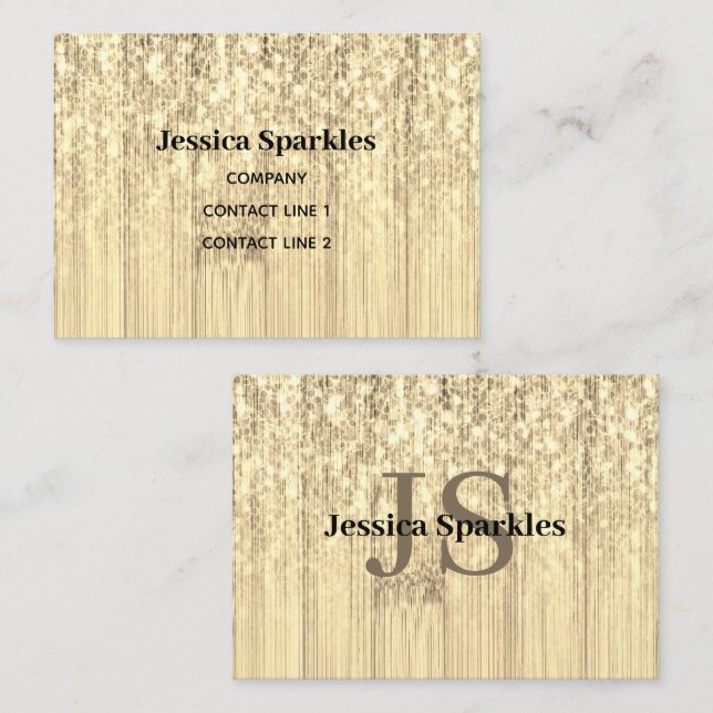 Sparkly guld sepia bamboo wood bling Monogram Visitkort (Fram/baksida)