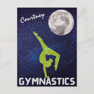Sparkly Gymnast in Space vid Måne Vykort