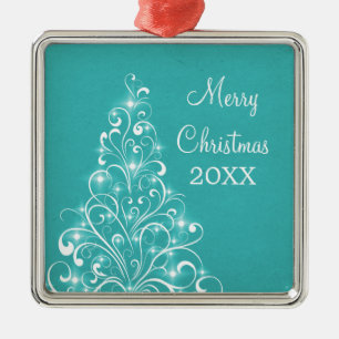 Sparkly Helgdag Premium Ornament, Aqua Julgransprydnad Metall