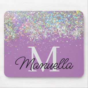 Sparkly Holografiska Monogram Ro Guld Glitter Musmatta