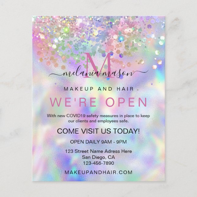 Sparkly HoloGraph Glitter Elegant Makeup Artist Flygblad (Framsidan)