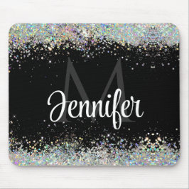 Sparkly Holography Guld Monogram Black Glitter Musmatta