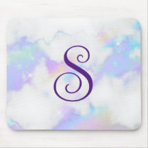 Sparkly Iridescent Rainbow Marble Curly Monogram